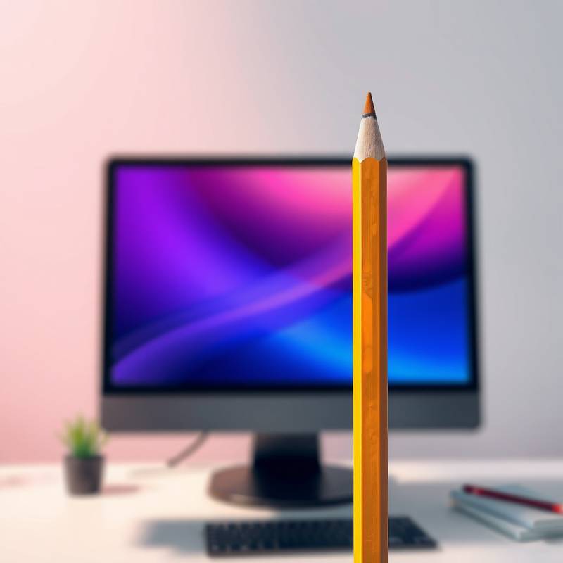 Illustration d'un crayon, d'une palette de couleurs et d'un moniteur, représentant le design graphique.