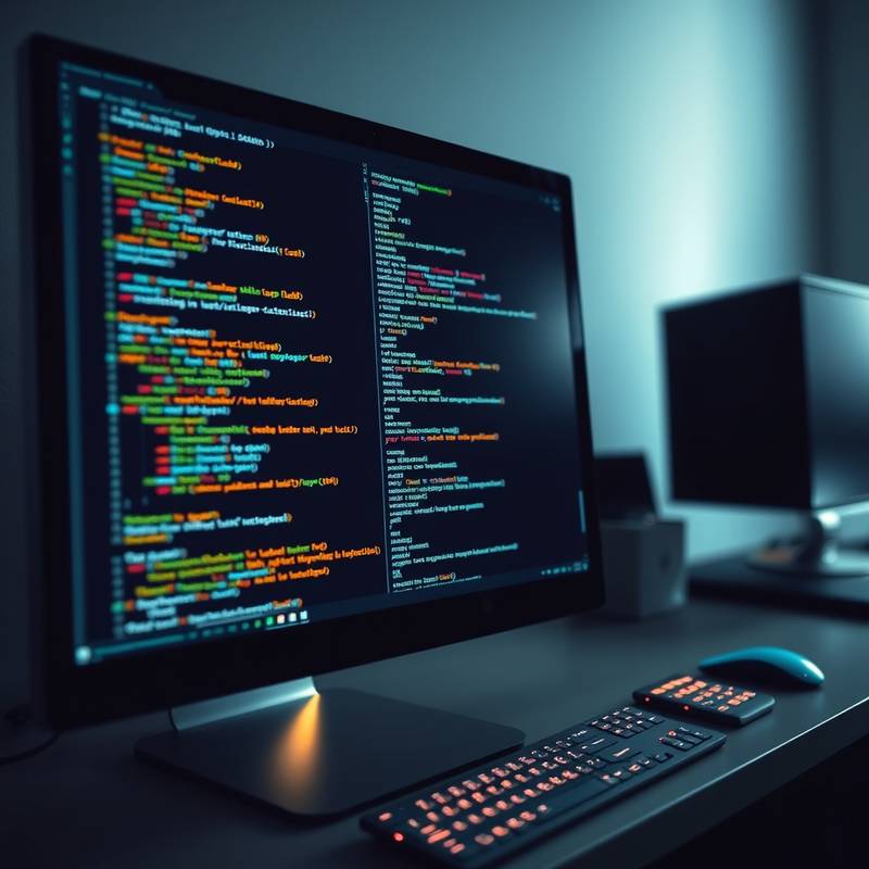Illustration d'un écran d'ordinateur avec des lignes de code, symbolisant le développement web.