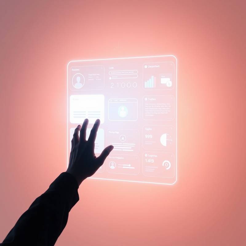Illustration d'une silhouette humaine interagissant avec une interface utilisateur, représentant l'UX design.